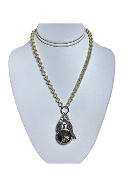 Origami Owl Silver Tone Double Cable Chain Necklace 3 Pendants (6417)